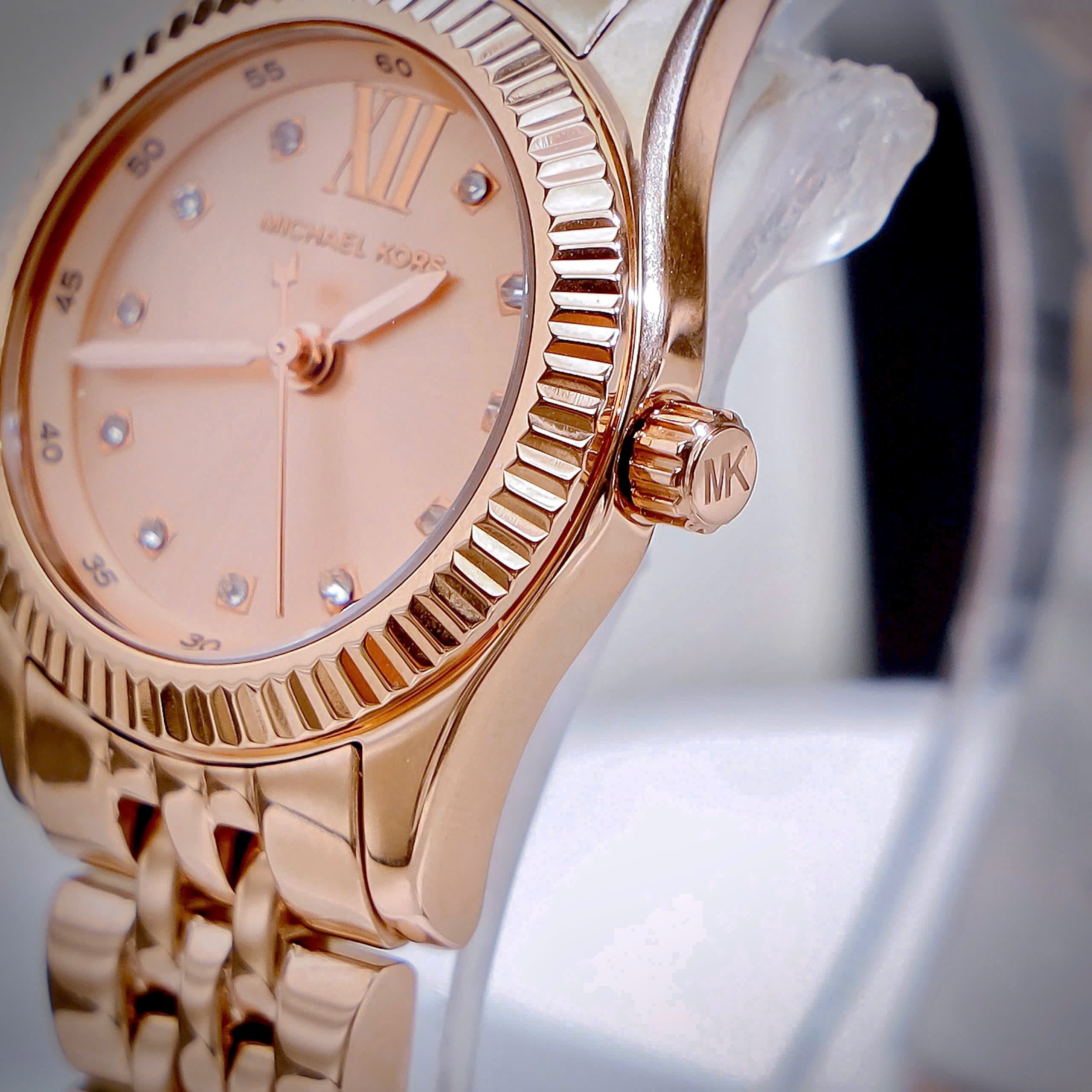 Đồng hồ đeo tay MK nữ Michael Kors Petite Lexington Rose Gold-tone Pavé Watch MK4739 10